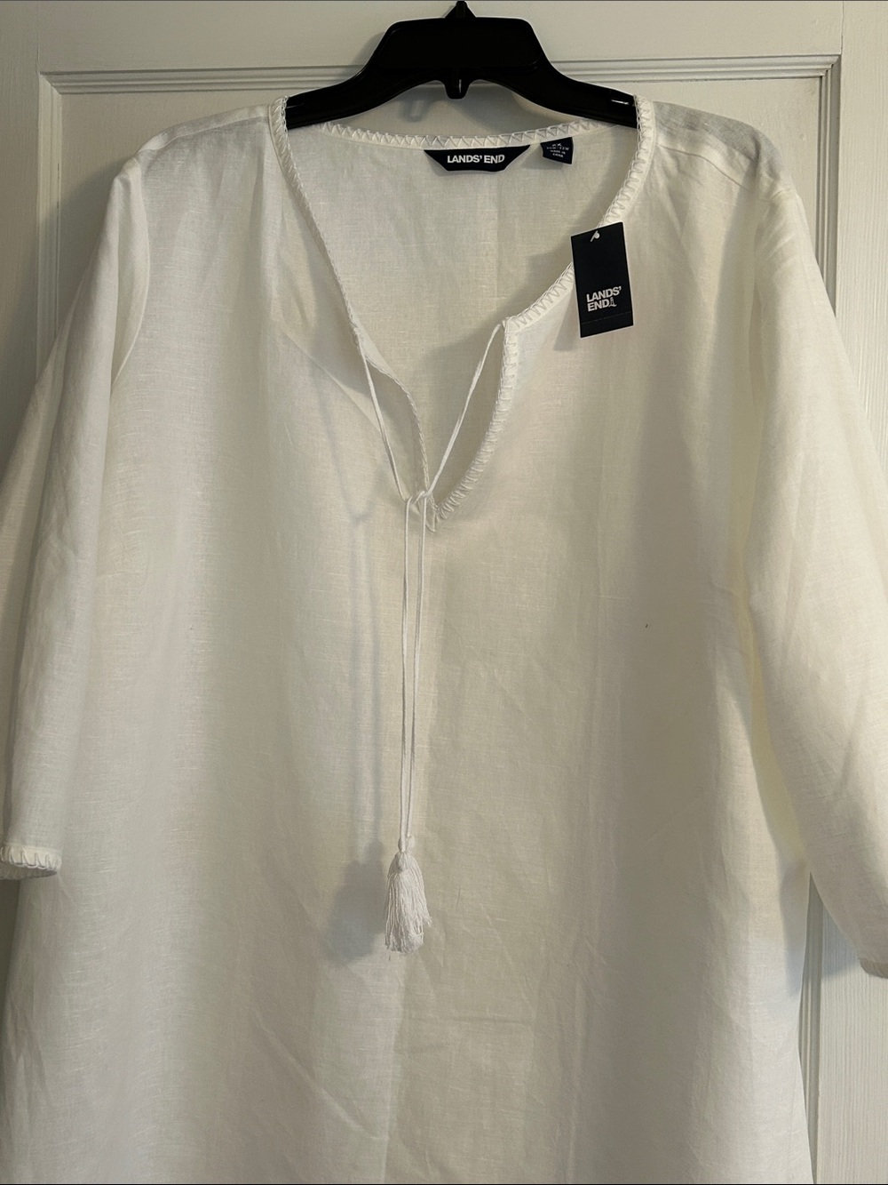 Lands' End NWT White Linen Swim Cover Up.  Size 2X